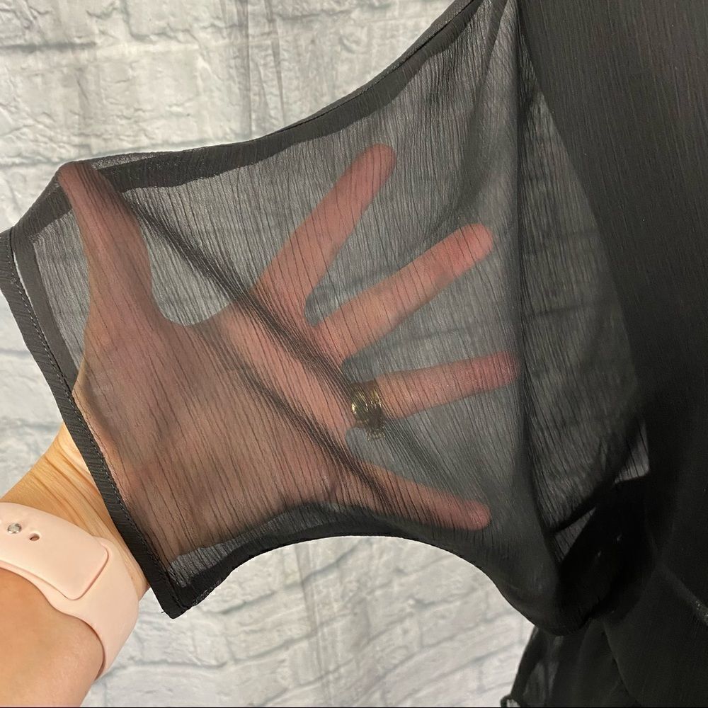 Express sheer top w/cinch waist black size small - Picture 10 of 12